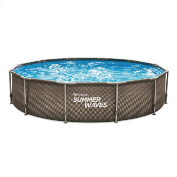 Okrugli bazen sa metalnim ramom 366x76cm Summer Waves Rattan-1